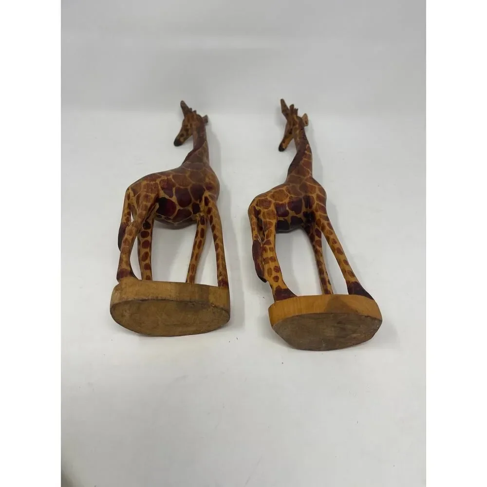 Pair Vintage Hand Carved & Painted 12